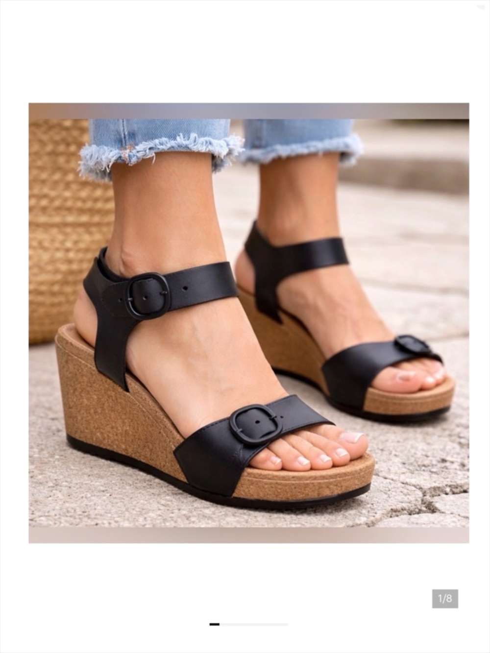 Papillio by Birkenstock Wedge Sandals Size 37 NWOT Black Leather Comfort